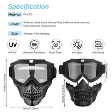 Load image into Gallery viewer, FabSports Clear Transparent Skull Design protective goggles Mask
