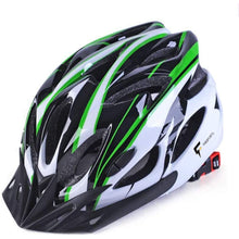 Load image into Gallery viewer, FabSports Green White Light weight Bicycle / Bike Helmet with flexible padding.
